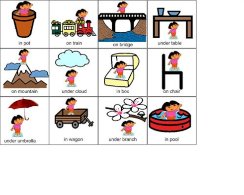 Dora Prepositions Bingo