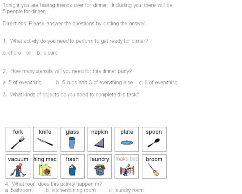 Setting the table worksheet Setting the table worksheet