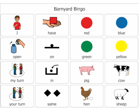 Barnyard Bingo Communication Board