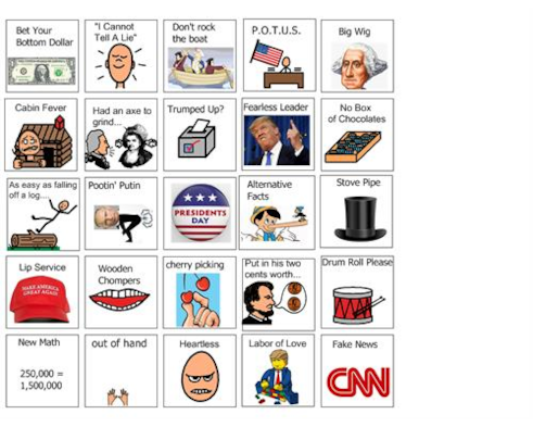 Presidents Day Idiomatic Expressions Bingo